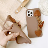 Brown and White iPhone Case with Horn Buckle String