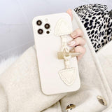 Brown and White iPhone Case with Horn Buckle String