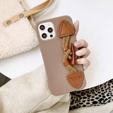 Brown and White iPhone Case with Horn Buckle String