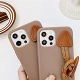 Brown and White iPhone Case with Horn Buckle String