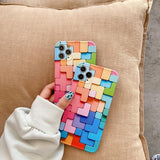 3D Effect Colorful Blocks iPhone Case