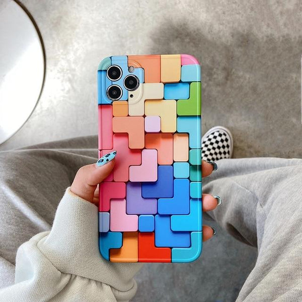 3D Effect Colorful Blocks iPhone Case