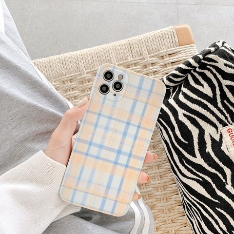 Orange and Blue Plaid iPhone Case