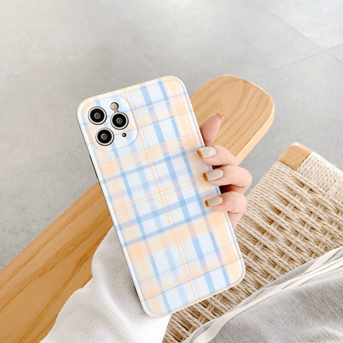 Orange and Blue Plaid iPhone Case