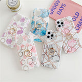 Hexagonal Marble iPhone Case with Ring