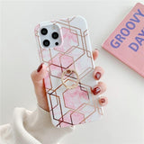 Hexagonal Marble iPhone Case with Ring