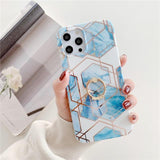 Hexagonal Marble iPhone Case with Ring