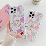 Hexagonal Marble iPhone Case with Ring