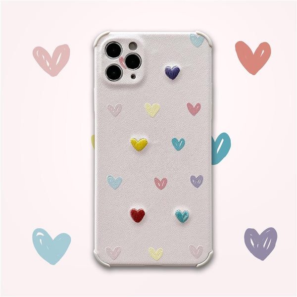 Embroidered Little Hearts iPhone Case