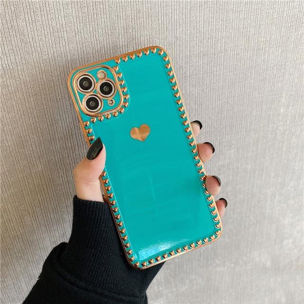 Golden Border Hearts iPhone Case