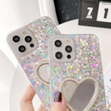 Sequin Heart Mirror iPhone Case