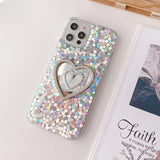 Sequin Heart Mirror iPhone Case