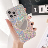 Sequin Heart Mirror iPhone Case