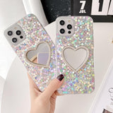 Sequin Heart Mirror iPhone Case