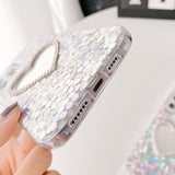 Sequin Heart Mirror iPhone Case