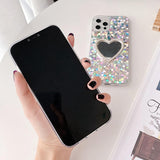 Sequin Heart Mirror iPhone Case