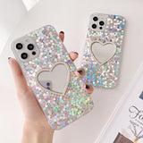 Sequin Heart Mirror iPhone Case