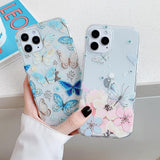 Blue Butterfly & Flower iPhone Case