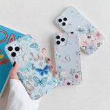 Blue Butterfly & Flower iPhone Case