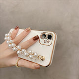 Electroplated iPhone Case with Pearl Chain