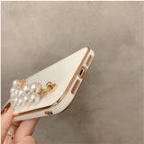 Electroplated iPhone Case with Pearl Chain