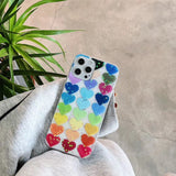 Colorful Hearts with Hearts Glitter iPhone Case