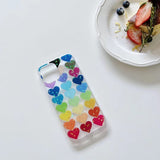 Colorful Hearts with Hearts Glitter iPhone Case